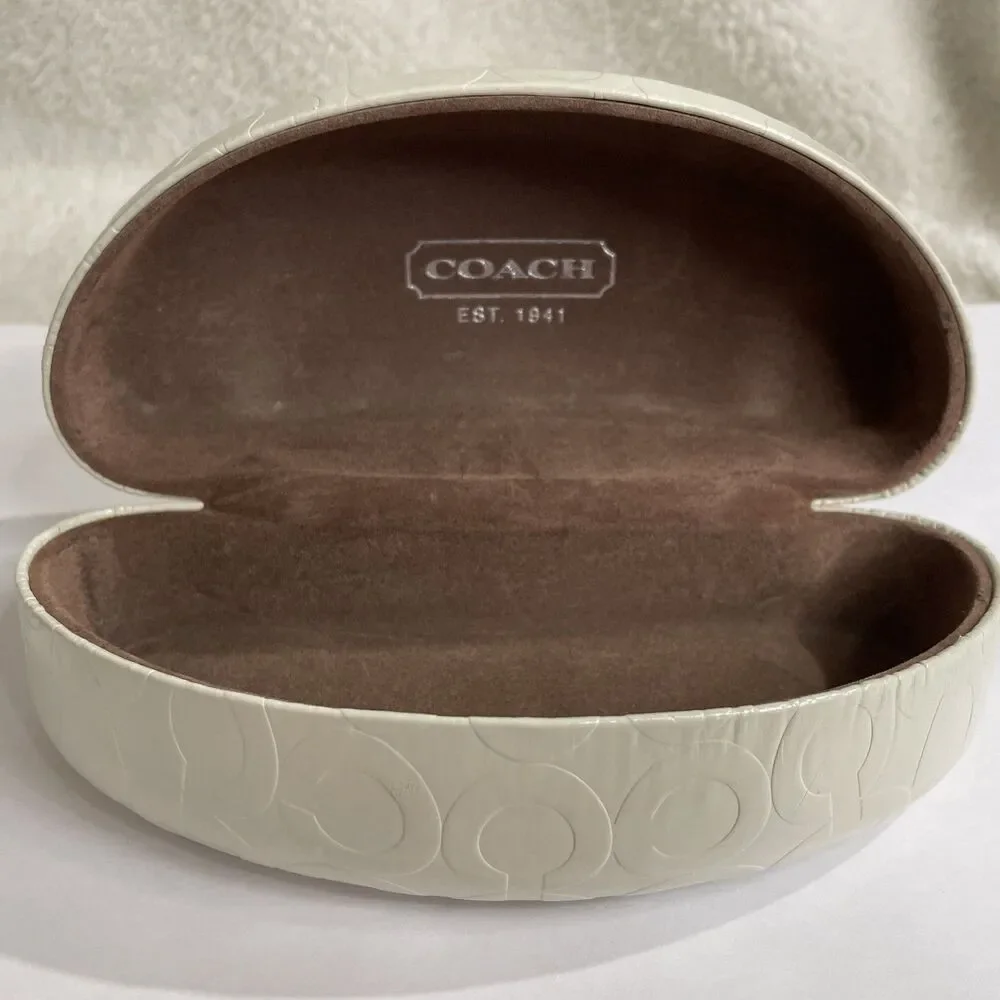 Large Creamy White COACH Logo Eyeglass Sunglass Hard Clamshell
